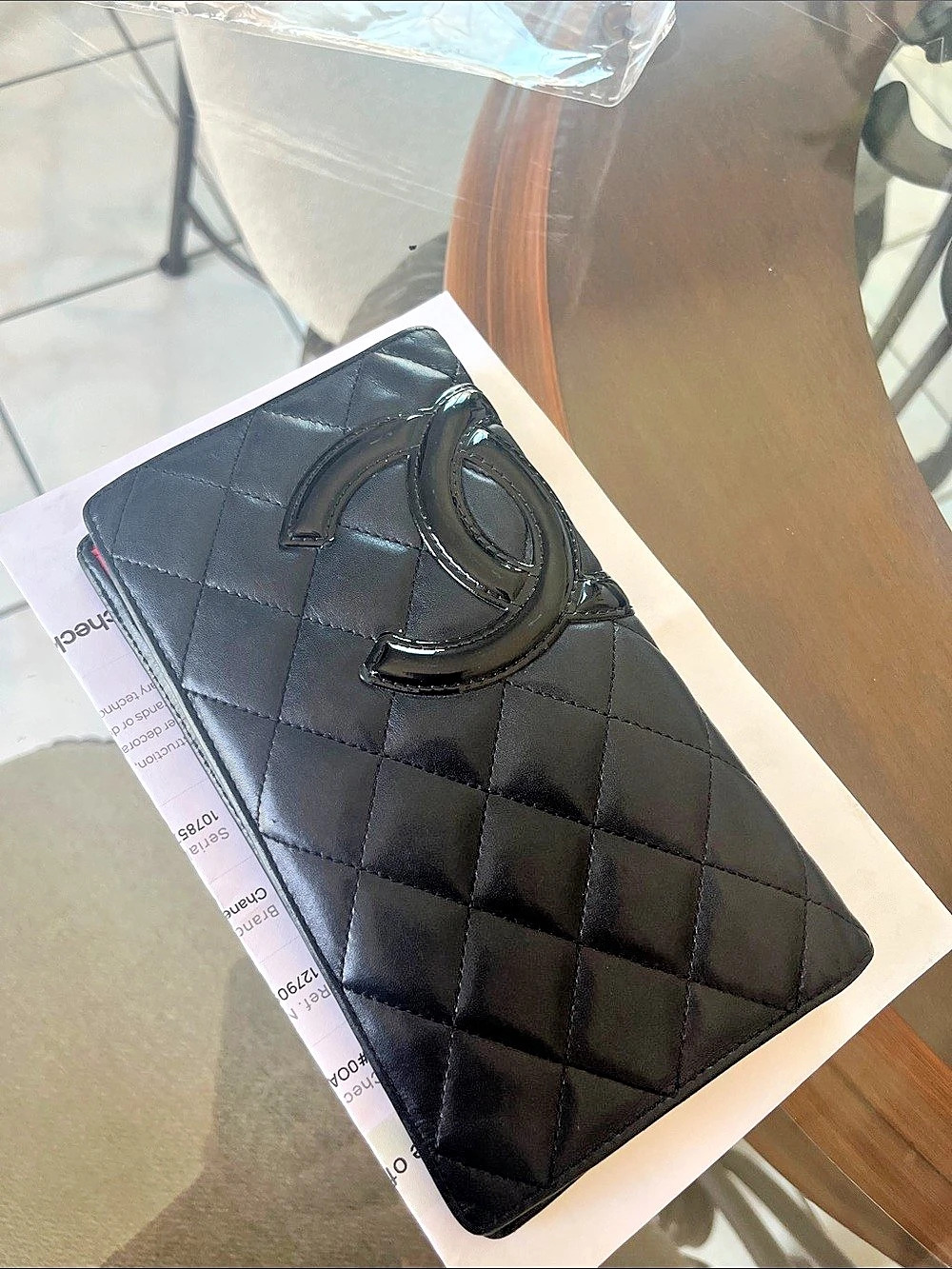 Chanel Cambon Ligne Long Bifold Wallet in Black & Pink